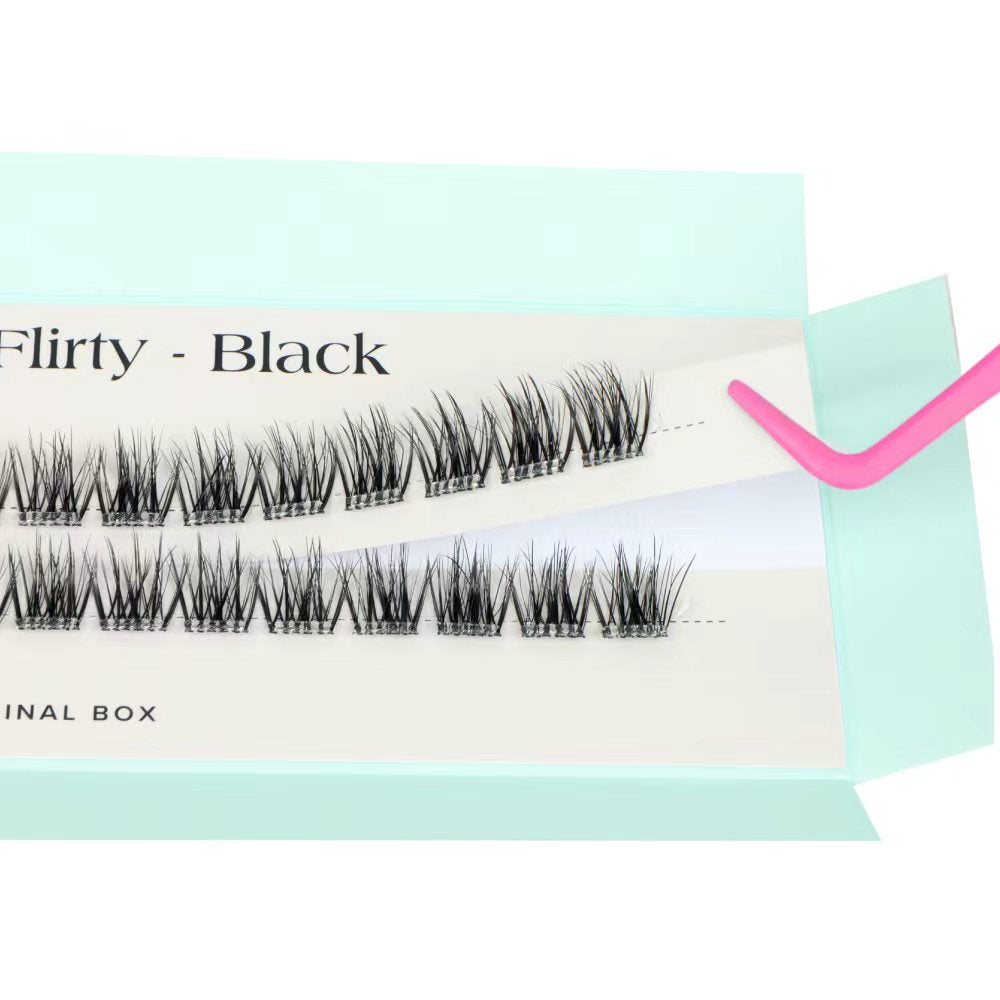 False eyelashes with packaging labeled 'Flirty - Black' on a white background