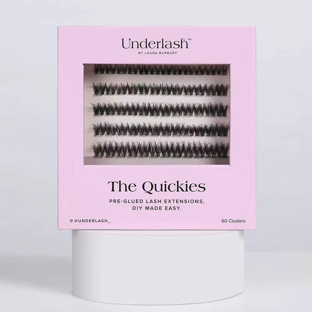 Box of Underlash lash extensions on a light gray background