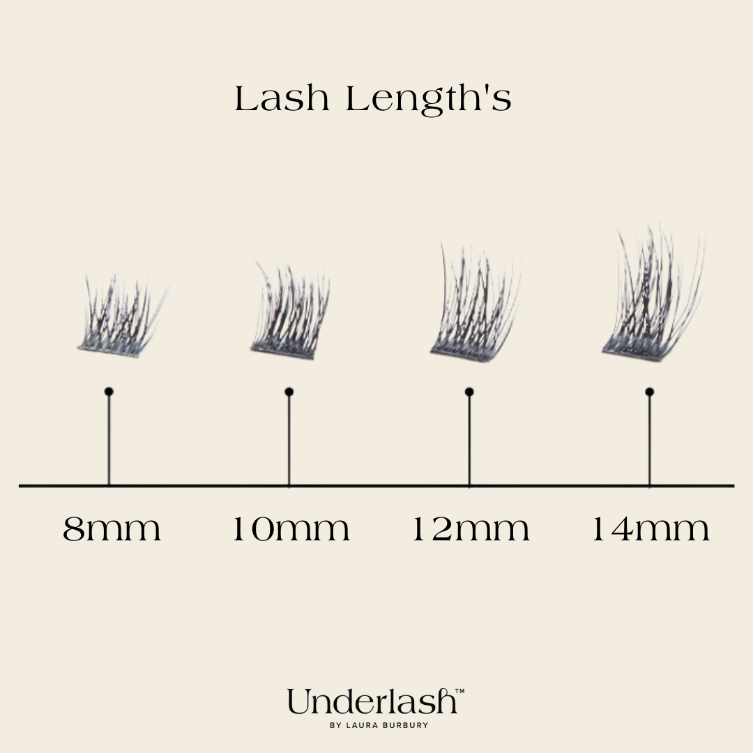 Close up of lash lengths